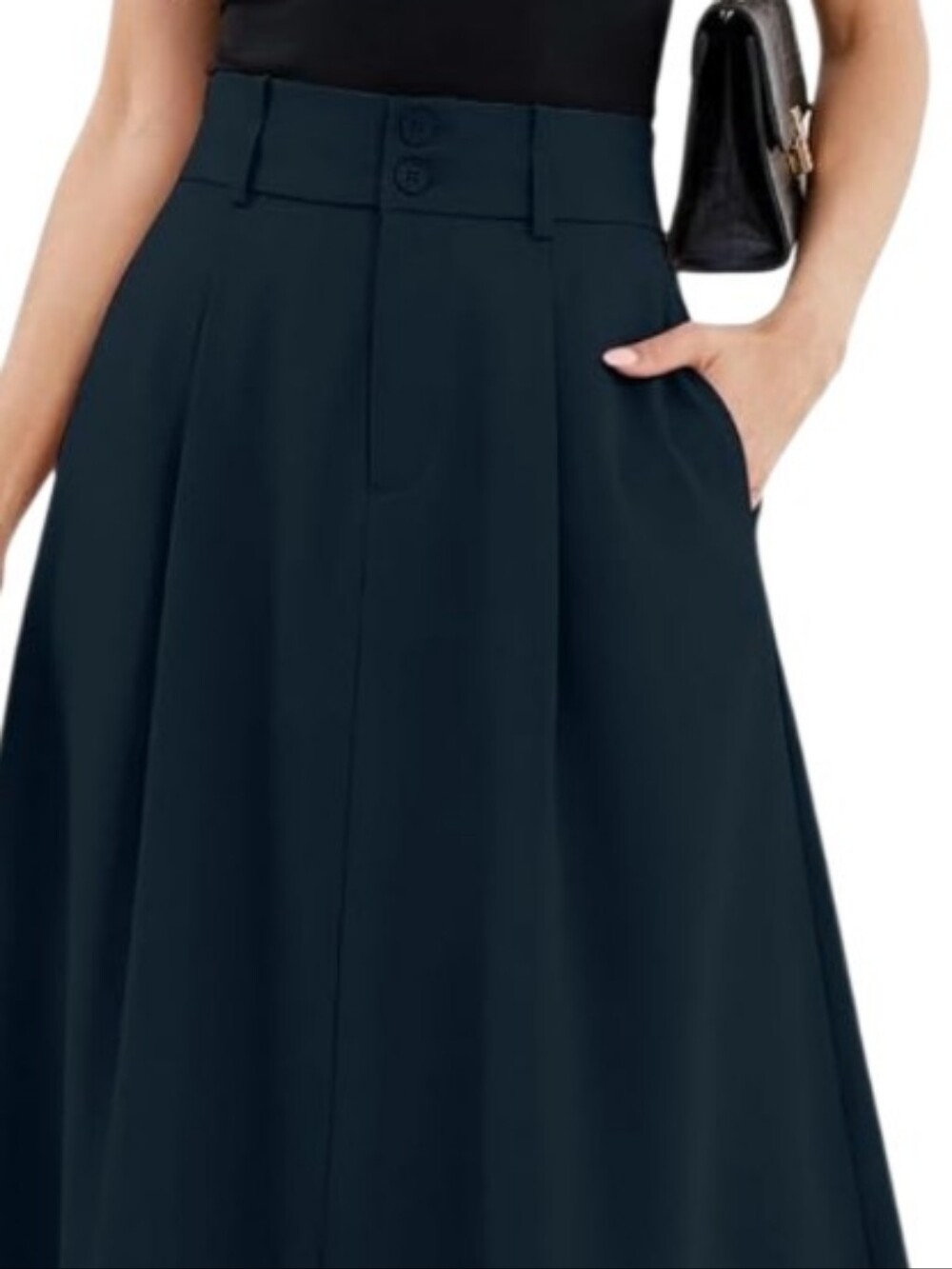 Classic Navy A-Line Midi Skirt - Versatile Women's Skirt Sz Xl Nwt - Picture 3 of 3